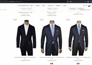 Mens Suits - Riflessi Store Accessories Catalog (Website Screenshot)
